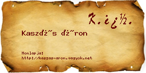 Kaszás Áron névjegykártya